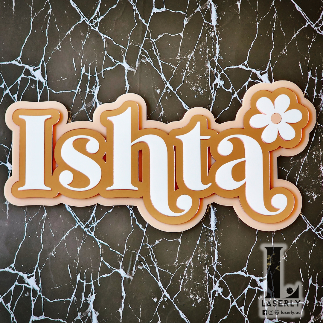 Triple layer Floral Name Sign