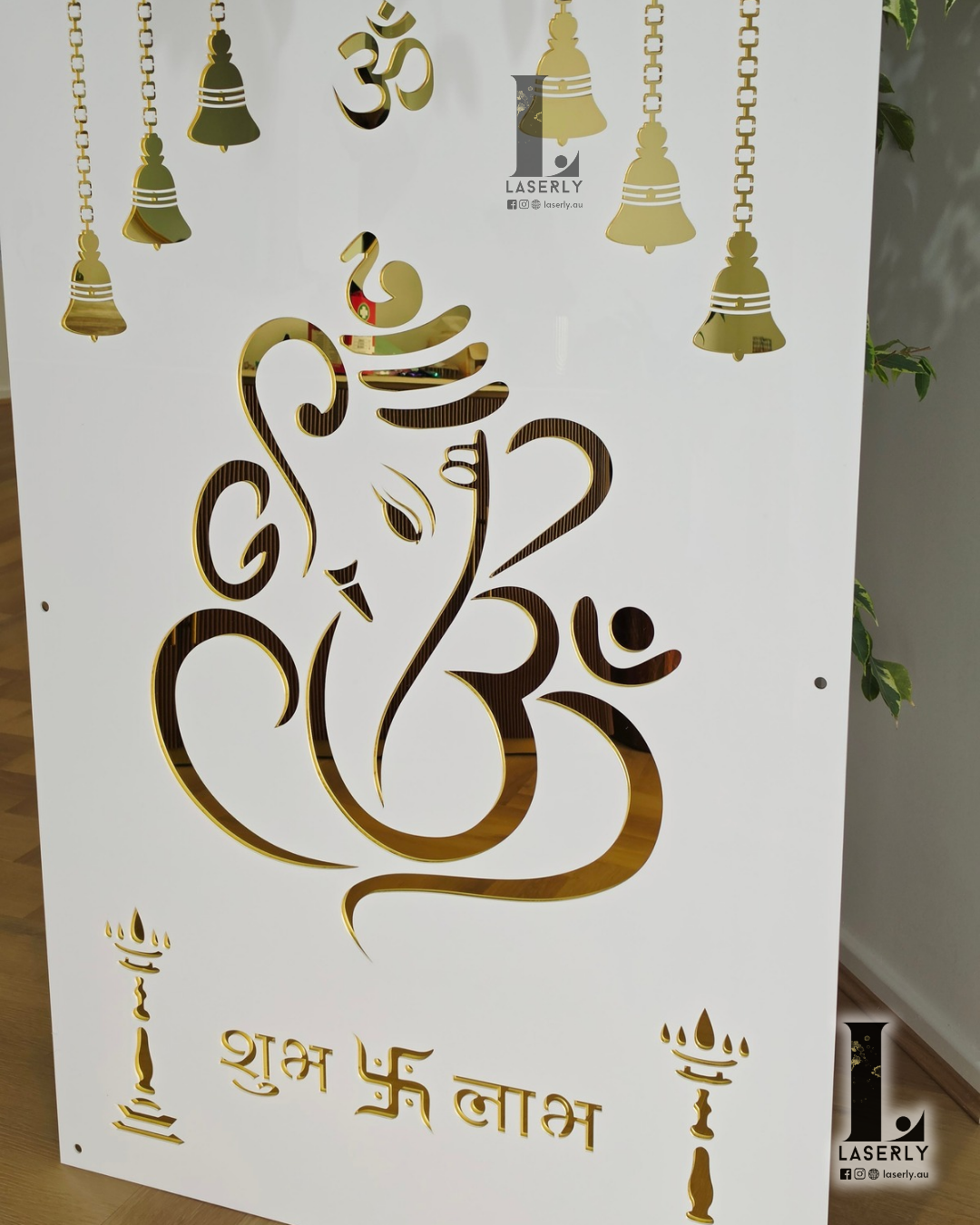 Ganesha Mandir Laser Cut Art 47.24 × 31.50 inches