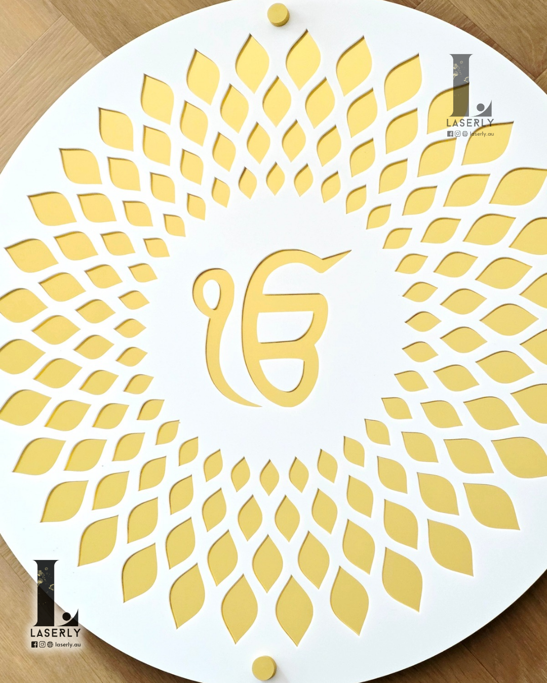 Custom acrylic Ik Onkar sign designed for spiritual wall art