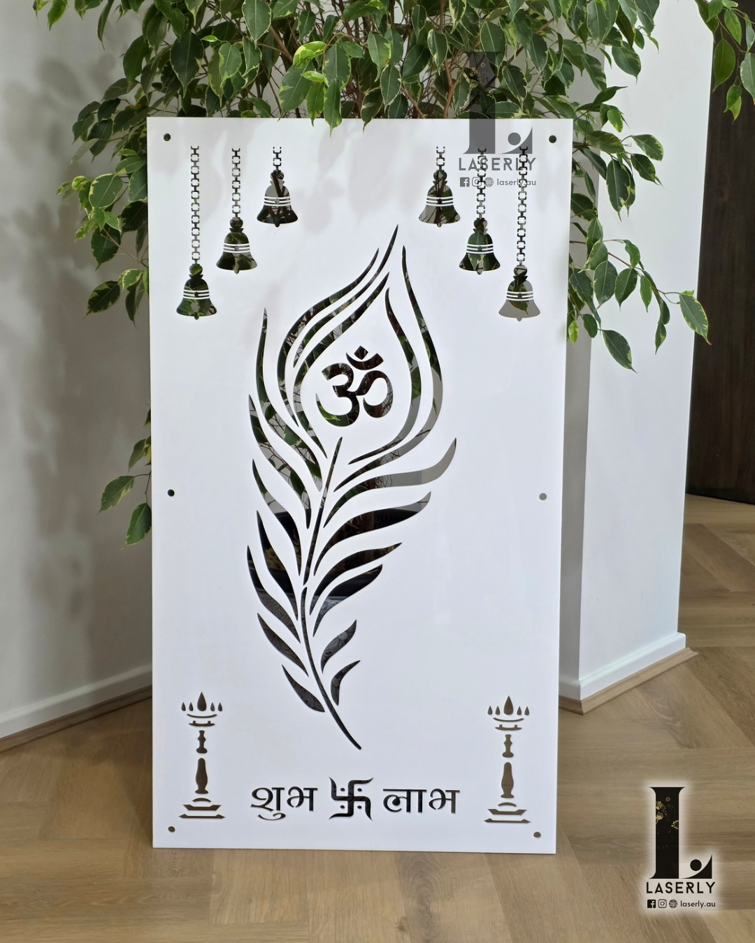 Decorative Mayur Pankh mandir wall art for prayer rooms