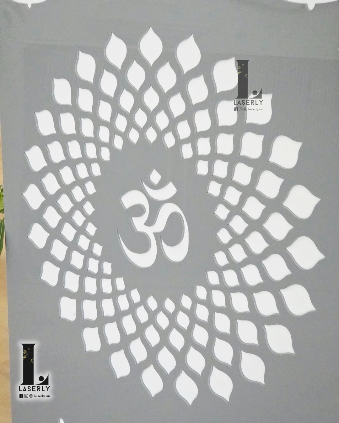 OM Mandala acrylic mandir plaque for home prayer spaces
