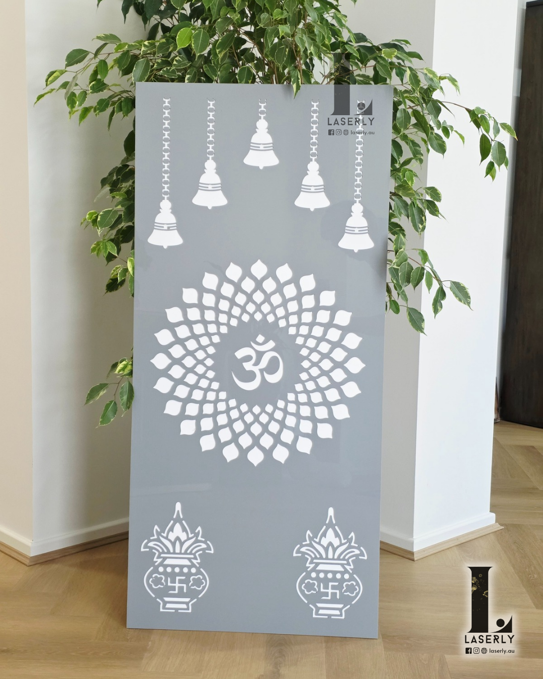 OM Mandala mandir acrylic art for custom home temple décor