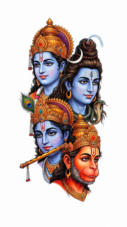 Rama Shiva Krishna Hanuman Acrylic Print