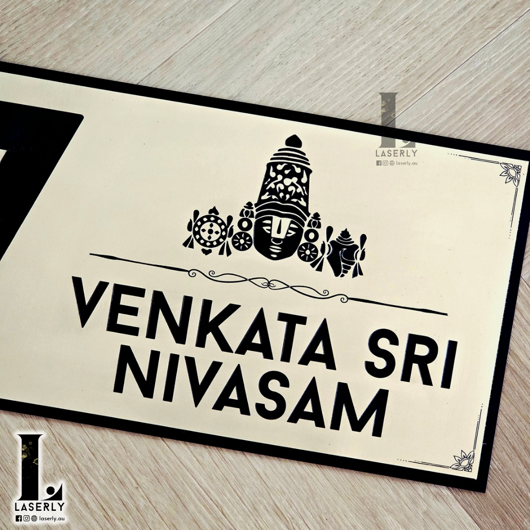 Decorative Thirumala house number marker with premium finish.